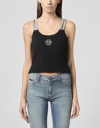 PHILIPP PLEIN Rib Tank Top Strass Hexagon Women