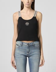 PHILIPP PLEIN Rib Tank Top Strass Hexagon Women