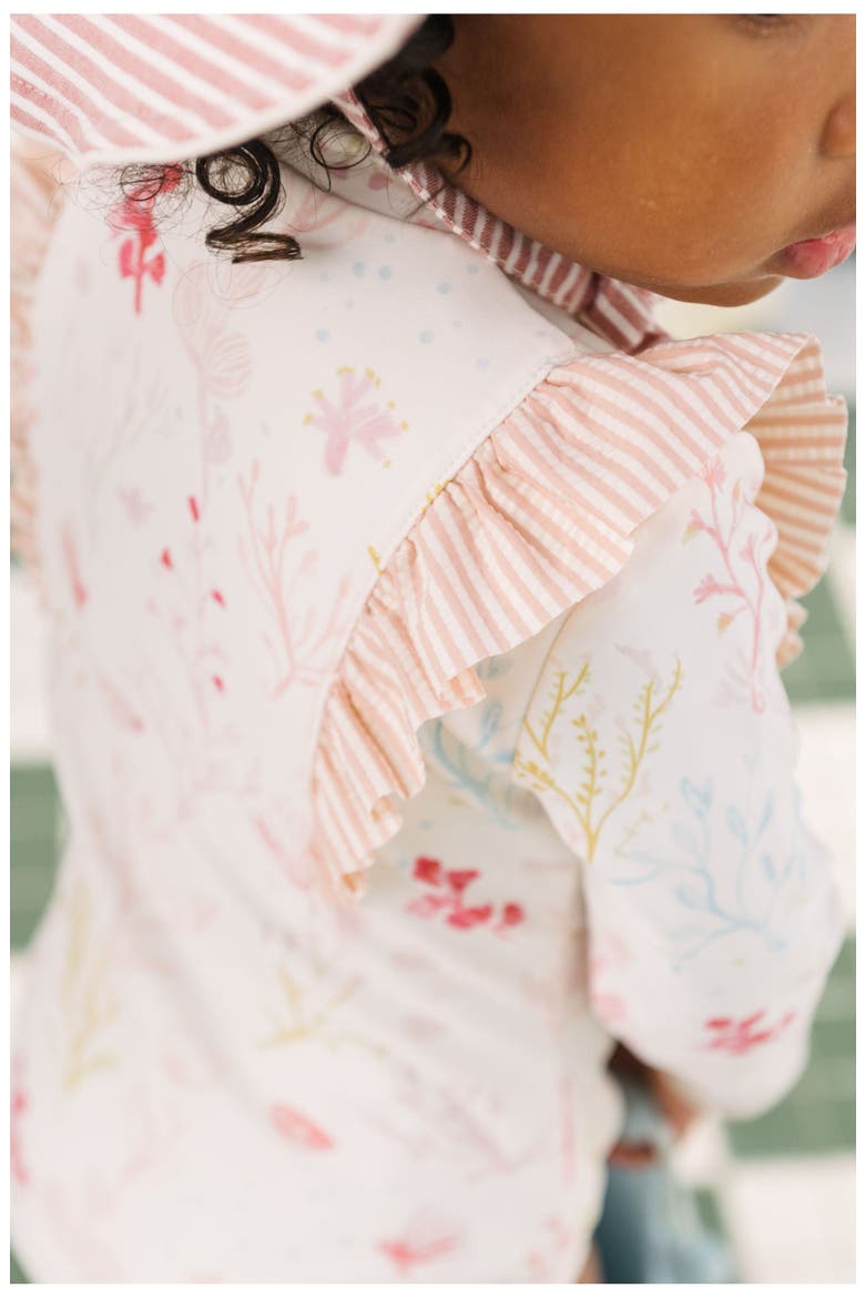 Kids' Ruffle Long Sleeve One-Piece Swimsuit, Alternate, color, SEA BLOOM