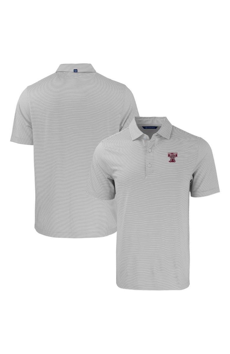 Cutter & Buck Men's Cutter & Buck Gray/White Texas A&M Aggies Forge Eco Double Stripe Stretch Recycled Tri-Blend Polo, Main, color,