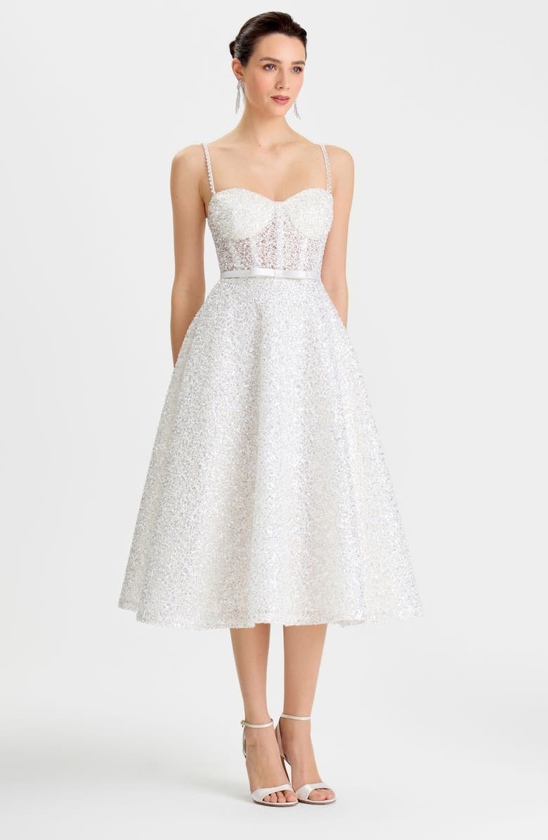 NADINE MERABI Marilyn Sequin Cocktail Dress, Alternate, color, White