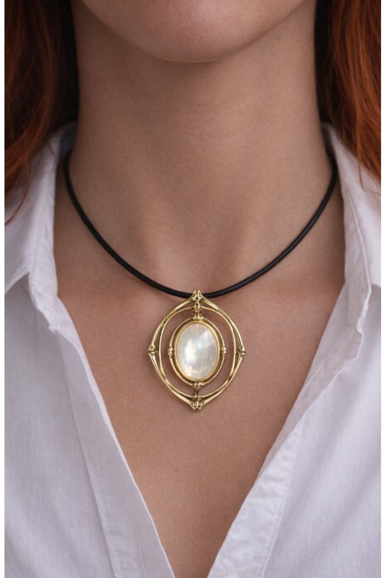 Bamboo Pendant Necklace, Alternate, color, GOLD