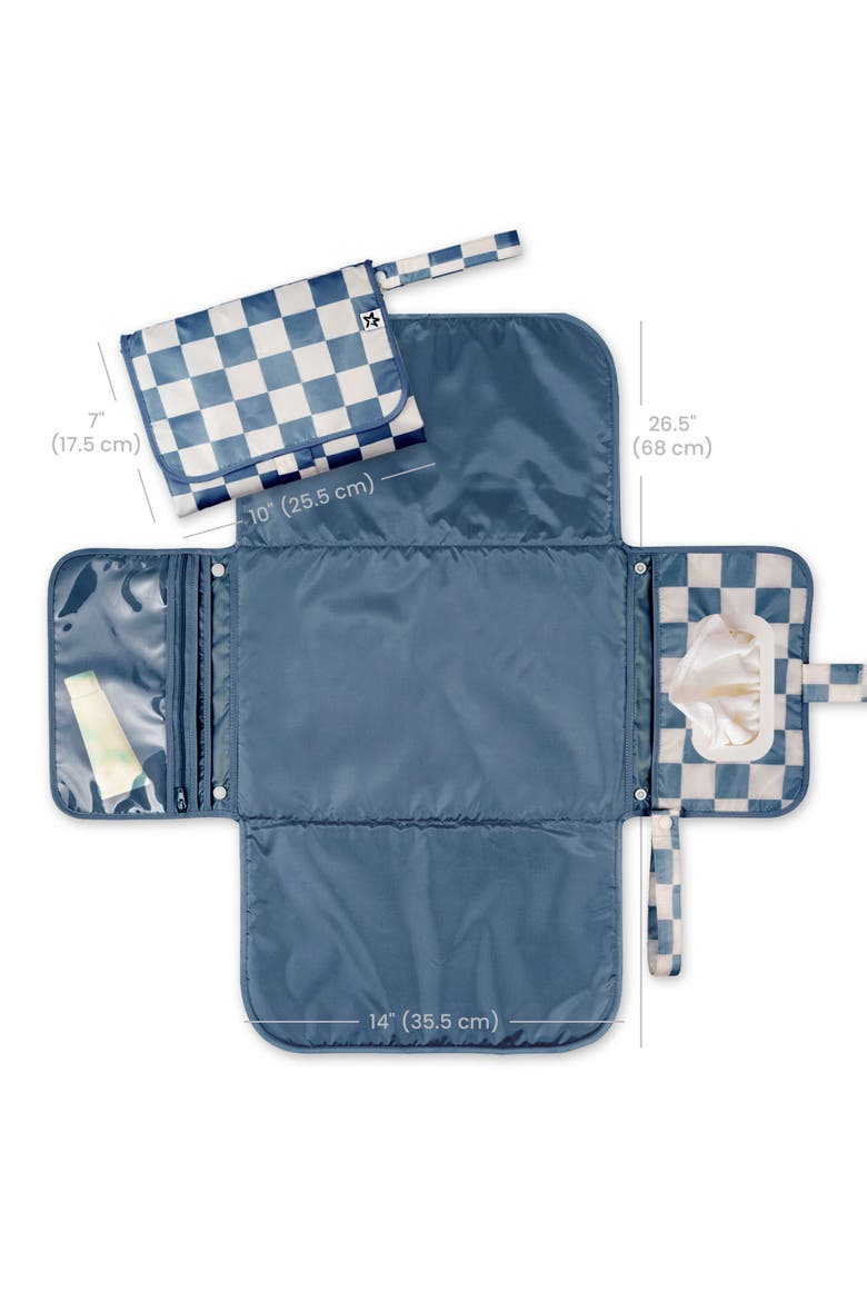 Portable/Foldable Waterproof Diaper Changing Pad with Smart Wipes Pocket, Alternate, color, Blue Checkers
