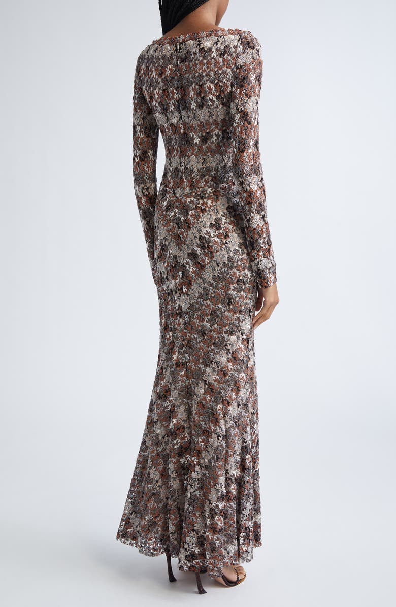 Missoni Knit Metallic Lace Maxi Dress, Alternate, color, Dark Brown And Black