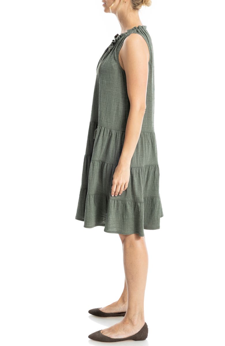 MAX STUDIO Tassel Tie Sleeveless Tiered Shift Dress, Alternate, color, Army