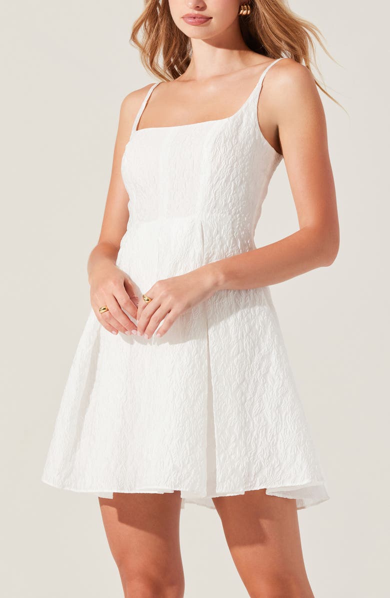 ASTR the Label Ellie Jacquard Fit & Flare Minidress, Alternate, color, White