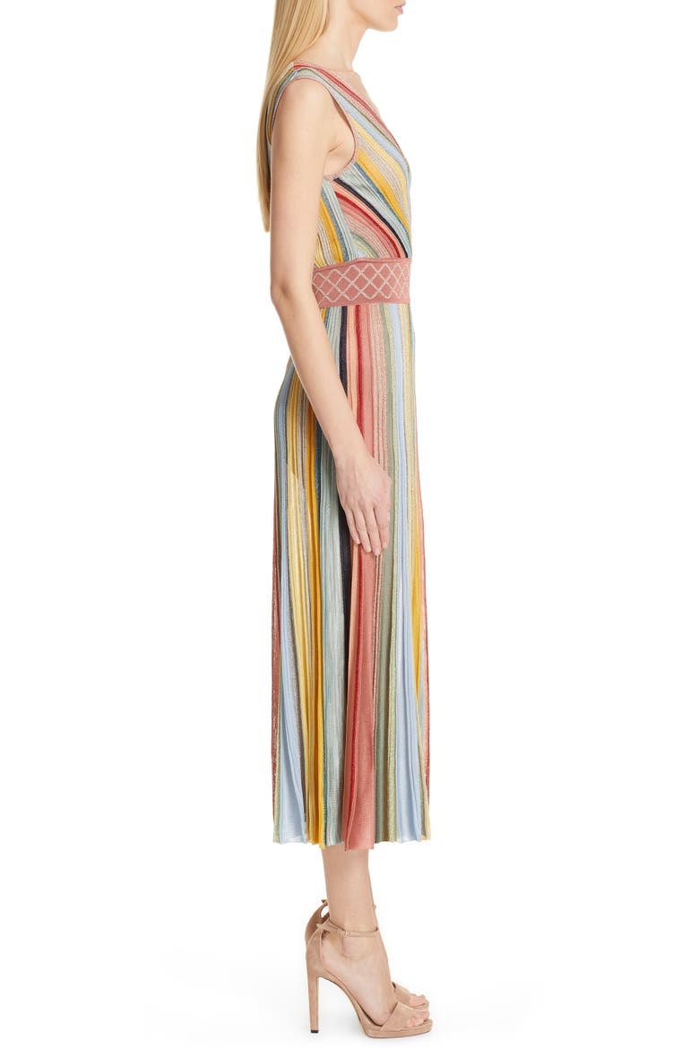 Reversible Metallic Stripe Sweater Dress, Alternate, color, PINK