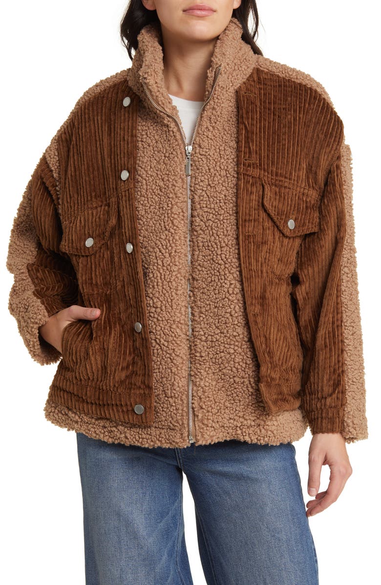 BLANKNYC High Pile Fleece & Corduroy Jacket, Alternate, color, 
