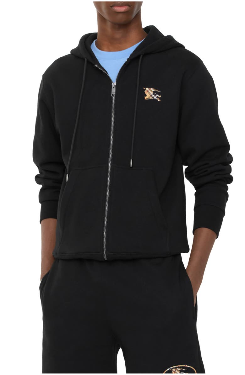 Burberry Check Knight Stamp Cotton Shorts, Main, color, Black