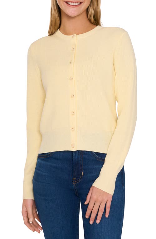 Cece Crewneck Cardigan In Lemon Drop