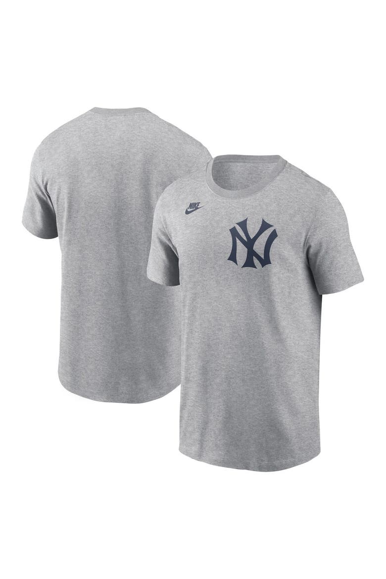 Men's Nike Heather Charcoal New York Yankees Cooperstown Wordmark T-Shirt, Main, color, Heather Charcoal