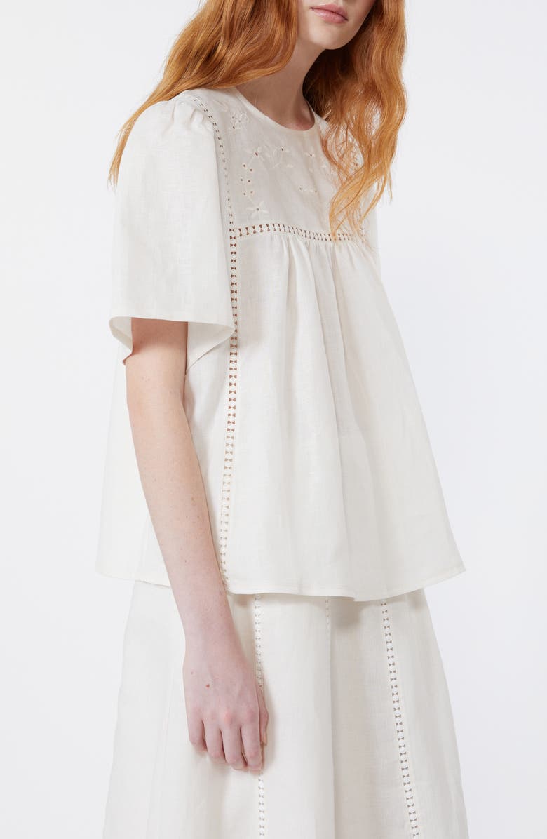 Weekend Max Mara Bacino Embroidery Top, Alternate, color, Ecru