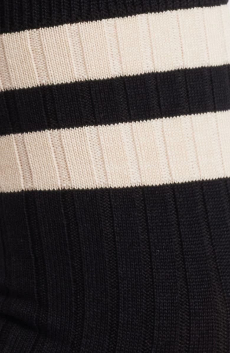 Le Bon Shoppe Her Varsity Cotton Blend Crew Socks, Alternate, color, Black