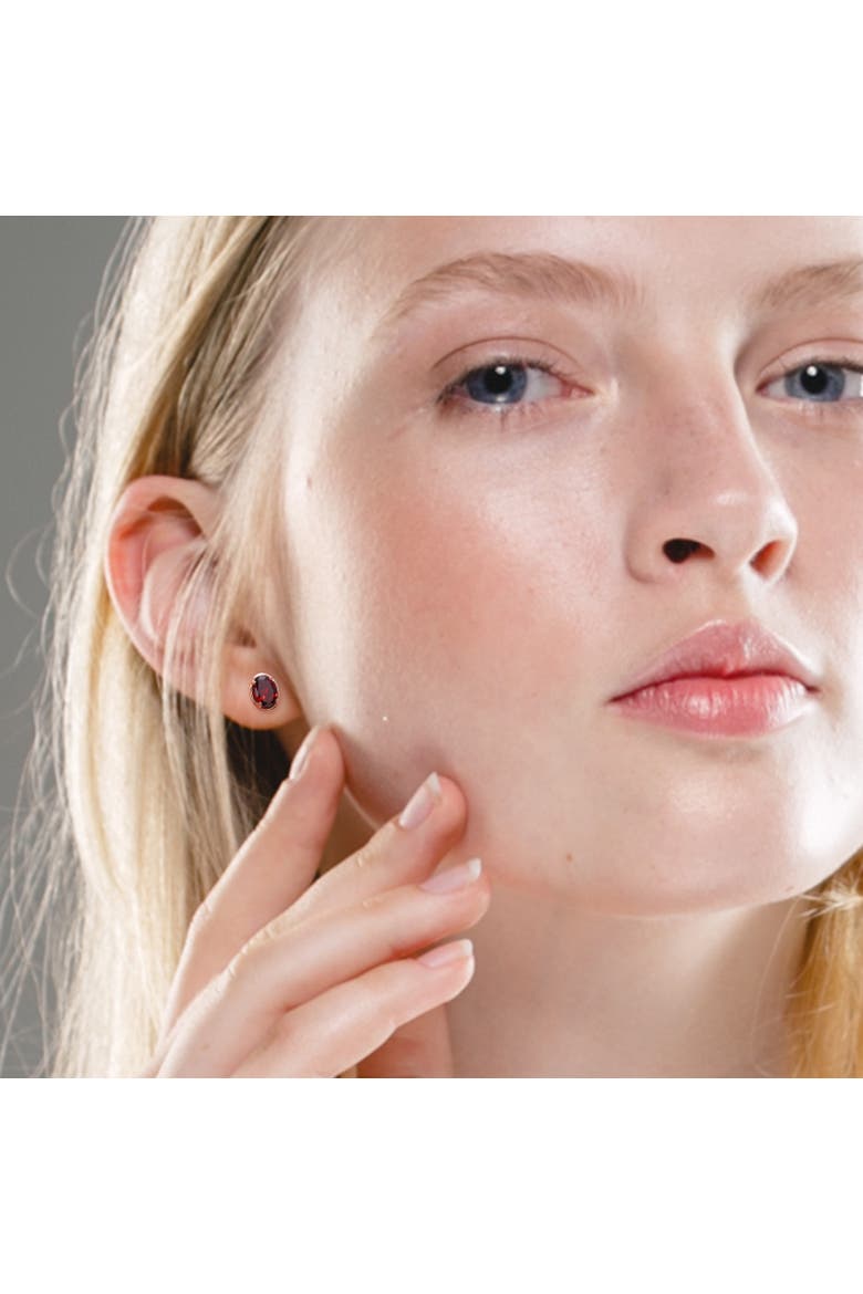 Garnet Oval Stud Earrings 14k, Alternate, color, Rose Gold