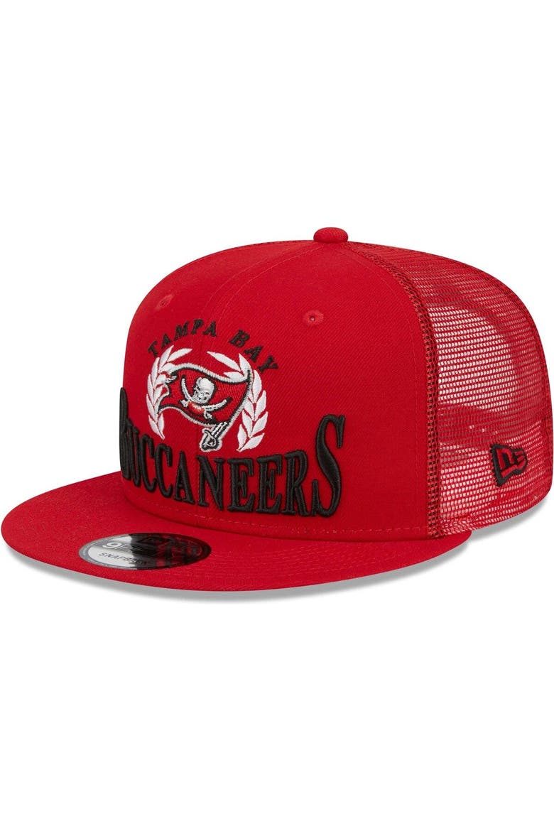 Men's New Era Red Tampa Bay Buccaneers Collegiate Trucker 9FIFTY Snapback Hat, Alternate, color, Red