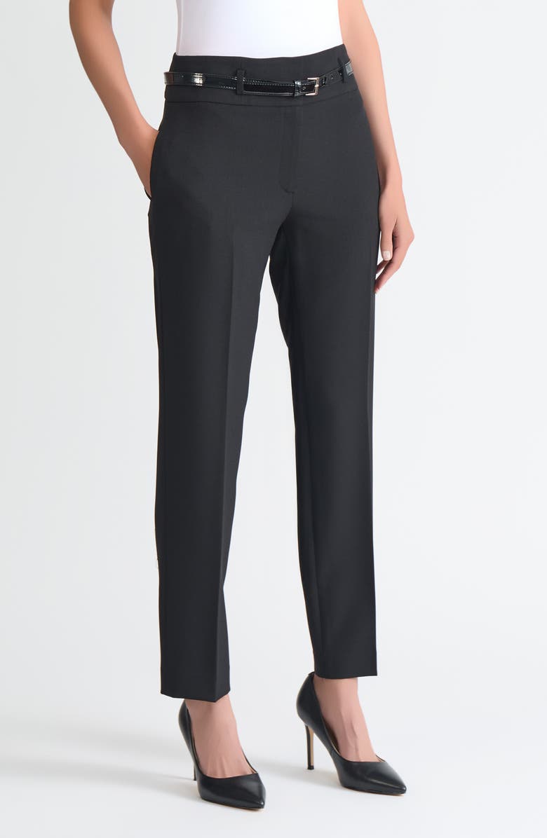 KASPER Belted Slim Fit Pants, Alternate, color, Black