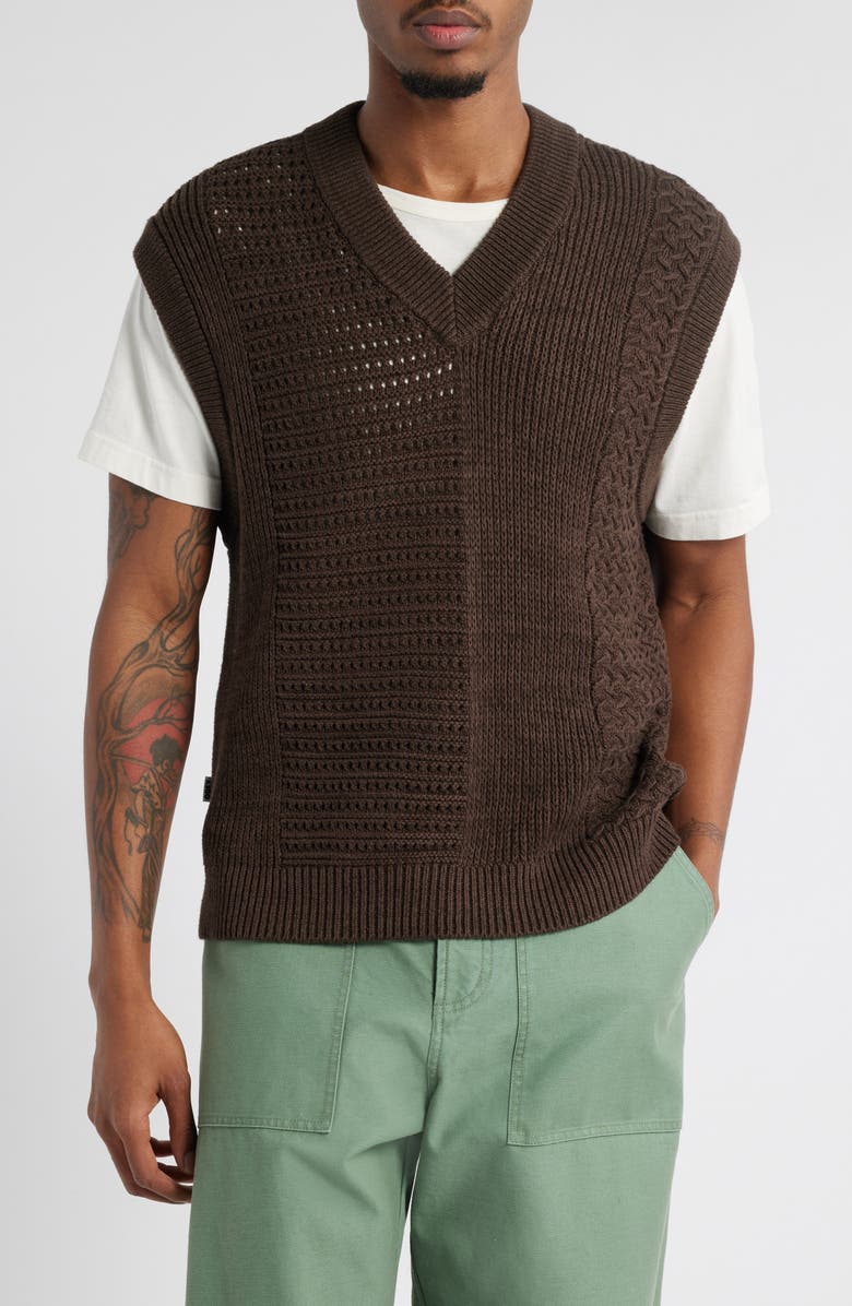 Obey Garrett Textureblock Cotton V-Neck Sweater Vest, Main, color, 