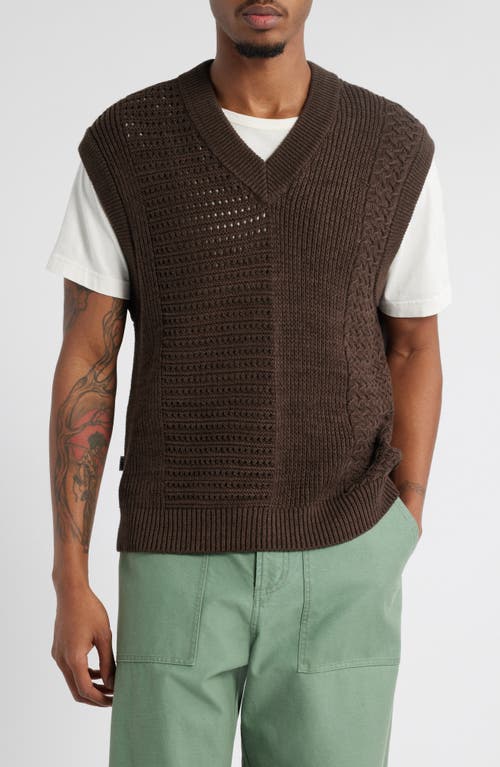 OBEY OBEY GARRETT TEXTUREBLOCK COTTON V-NECK SWEATER VEST 