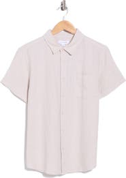 Vintage Summer Short Sleeve Linen Blend Button-Up Shirt