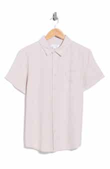 Short Sleeve Linen Blend Button-Up Shirt