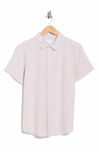 Short Sleeve Linen Blend Button-Up Shirt