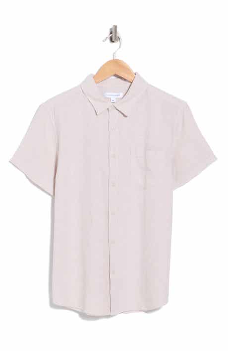 Short Sleeve Linen Blend Button-Up Shirt