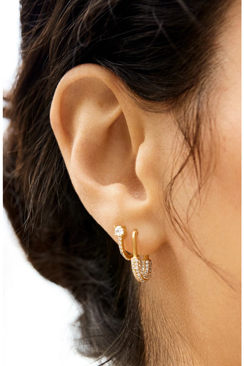 Delanie Huggie Earrings, Alternate, color, GOLD