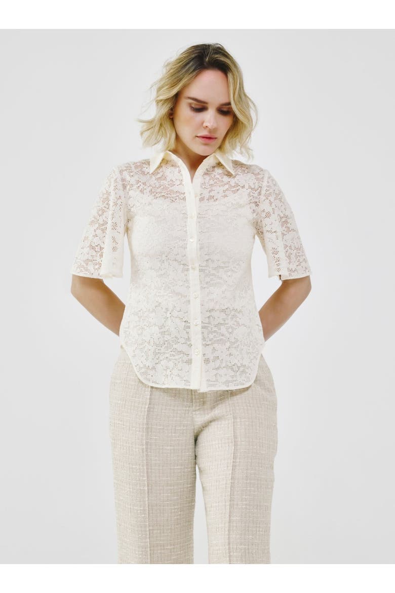 Organic Cotton Lace Shirt, Alternate, color, Off-white