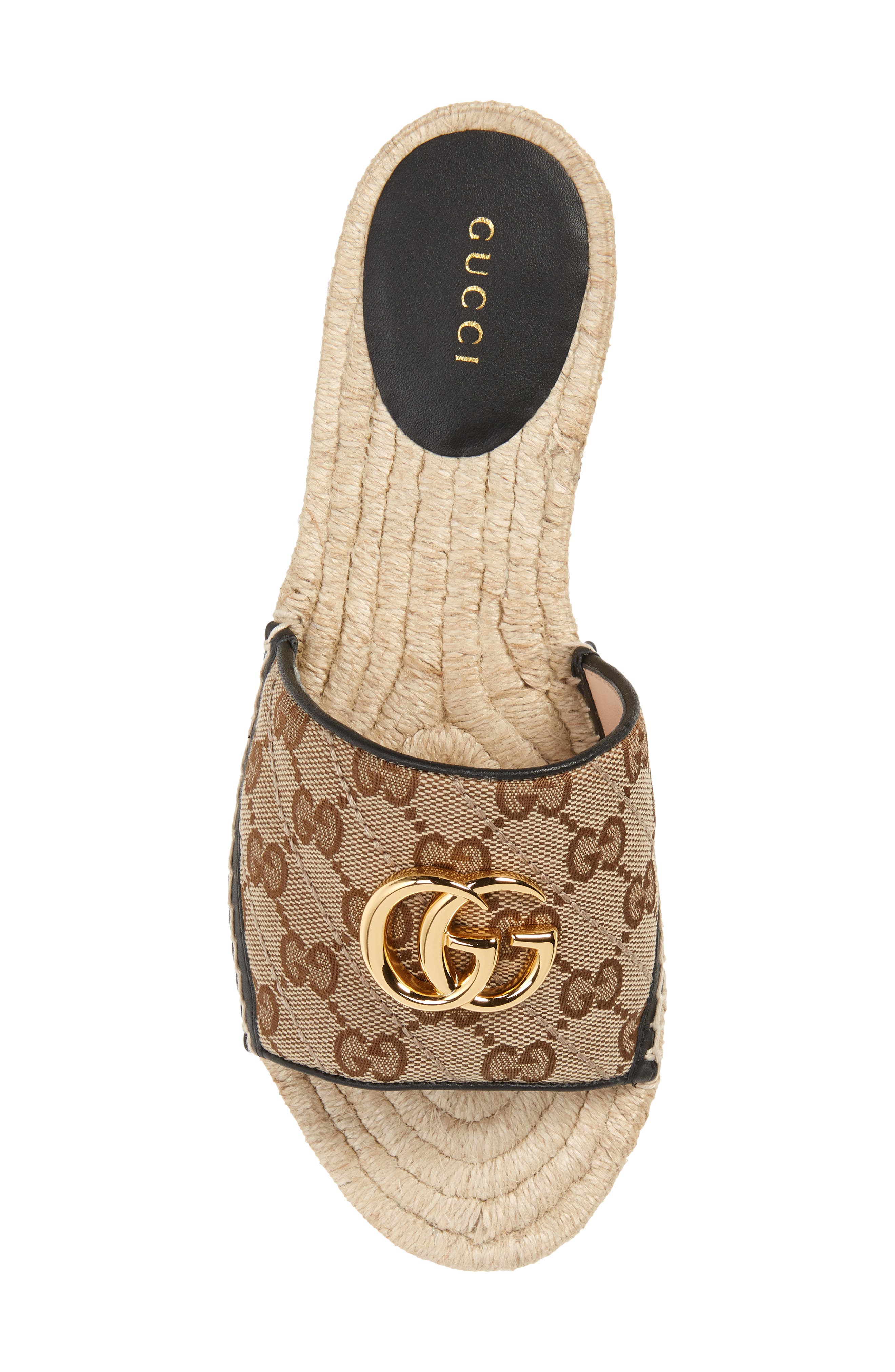 Gucci Pilar Original GG Canvas Espadrille Slide Sandal, Alternate, color, 
