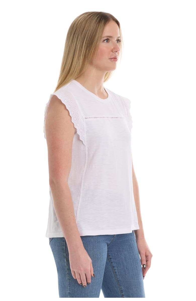 Wilt Eyelet Cap Sleeve Tee, Alternate, color, White