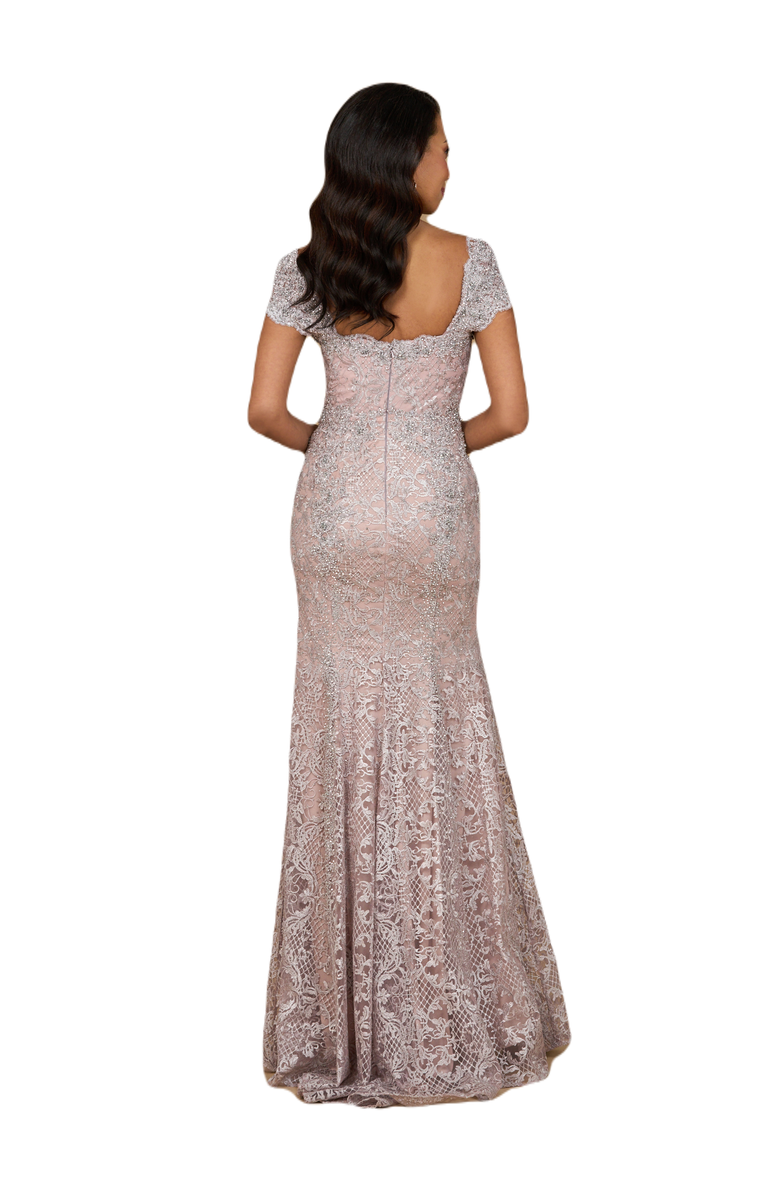 LARA New York Fitted Lace Mermaid Gown, Alternate, color, Dusty Purple