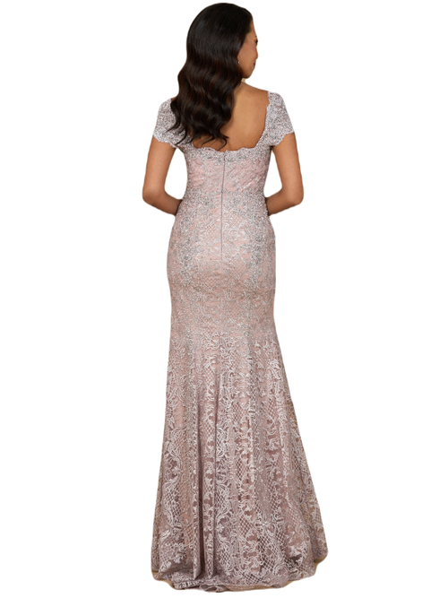 Lara New York Fitted Lace Mermaid Gown In Dusty Purple