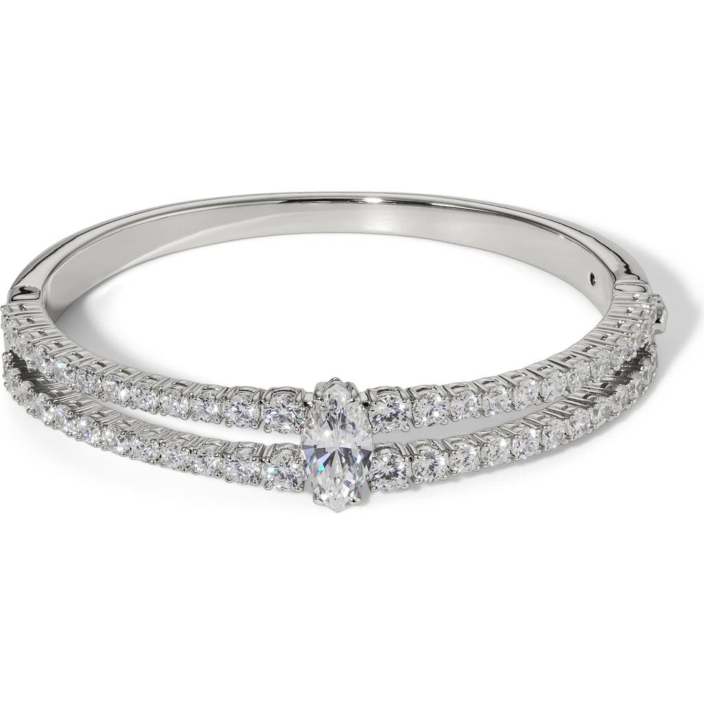 Nadri Everleigh Cubic Zirconia Hinged Bangle Bracelet In Silver