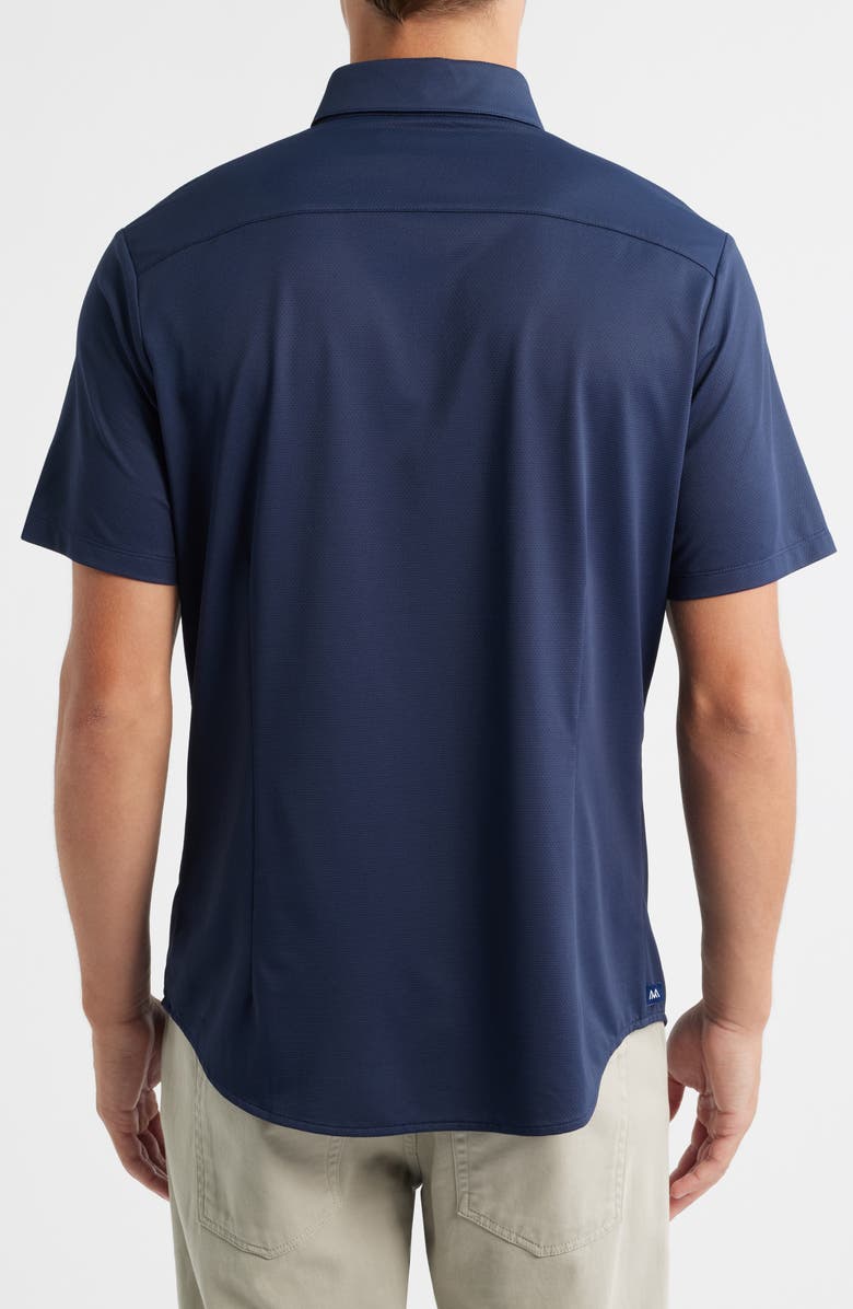 Mizzen+Main Halyard Trim Fit Short Sleeve Performance Button-Up Shirt, Alternate, color, Navy