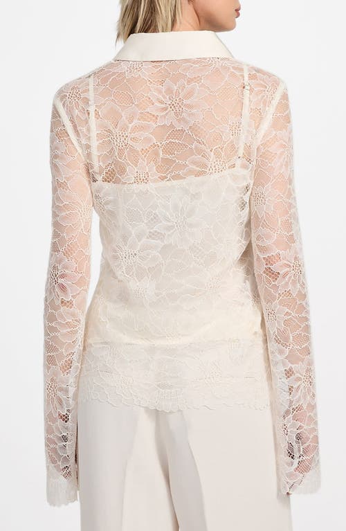 Guess Antoinette Bell Sleeve Lace Button-up Shirt In White