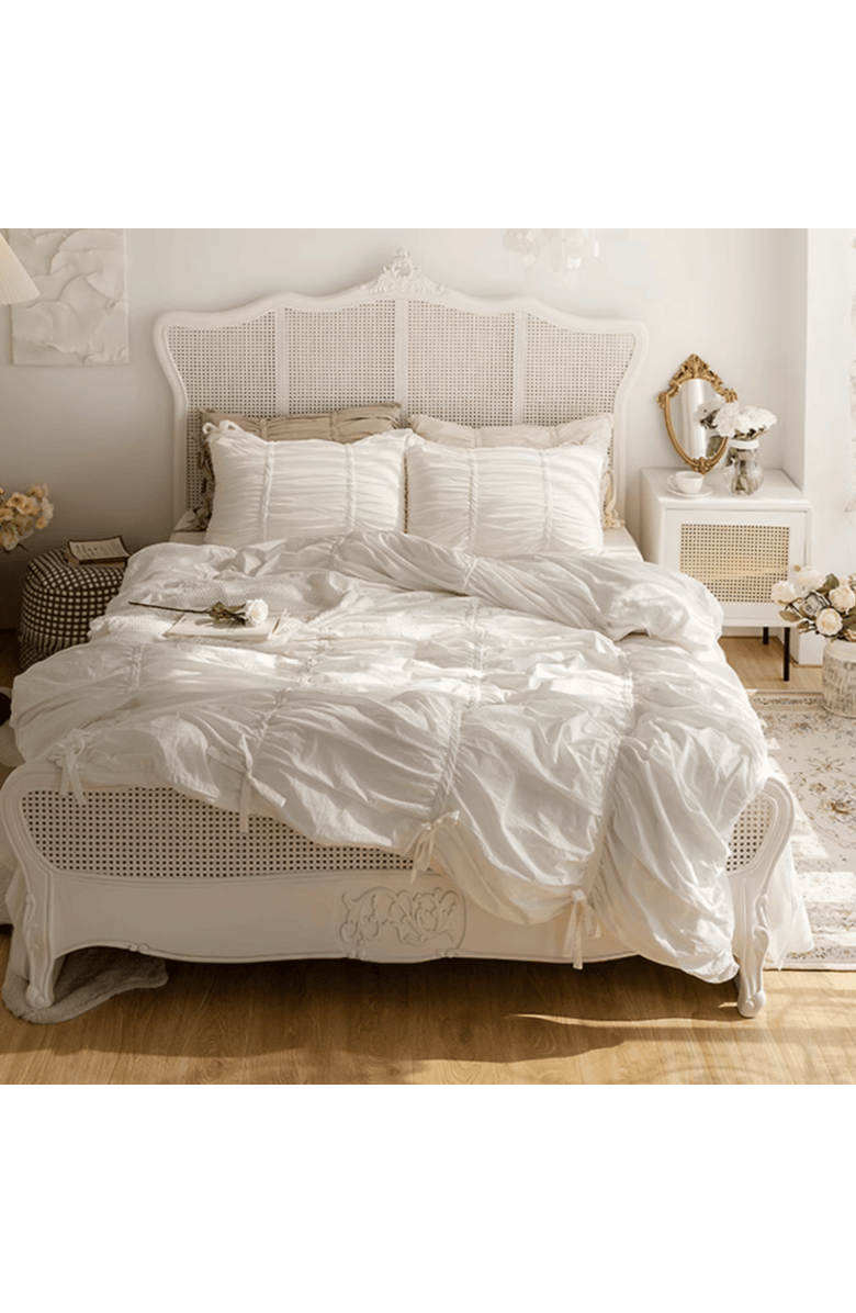 Ever Lasting Ruffle Ribbon Ties Duvet Cover, Alternate, color, White