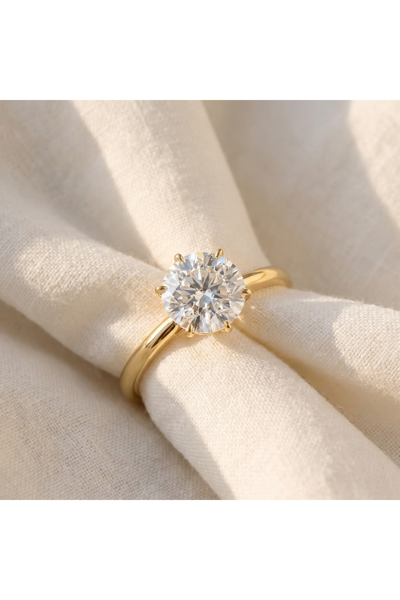 Certified 2 1/2CT Lab Grown Diamond Solitaire Thin Engagement Ring 14k Gold, Alternate, color, 14k Yellow Gold