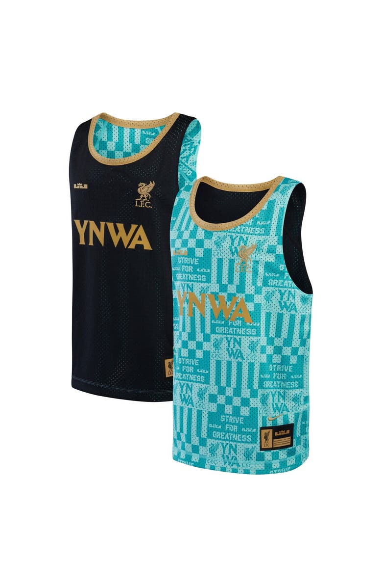 Nike Youth Nike x LeBron James Collection Aqua Liverpool 2023/24 Reversible Basketball Jersey, Main, color, 