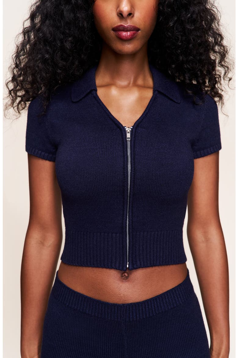Calesia Zip Up Top, Alternate, color, Navy