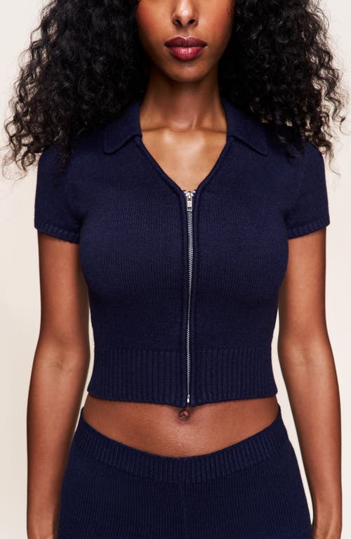 Guizio Calesia Zip Up Top In Blue