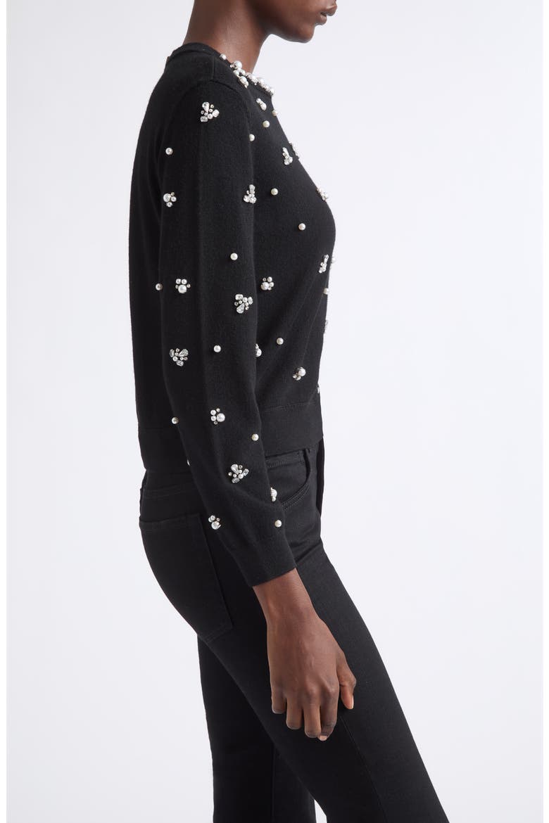 Carolee Embellished Wool Blend Sweater, Alternate, color, BLACK