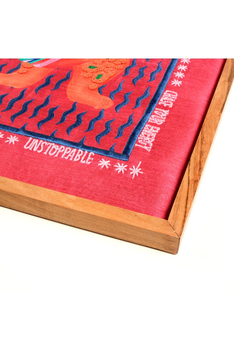Dadri Handmade Snake Beaded Wooden Artisan Table, Alternate, color, Orange