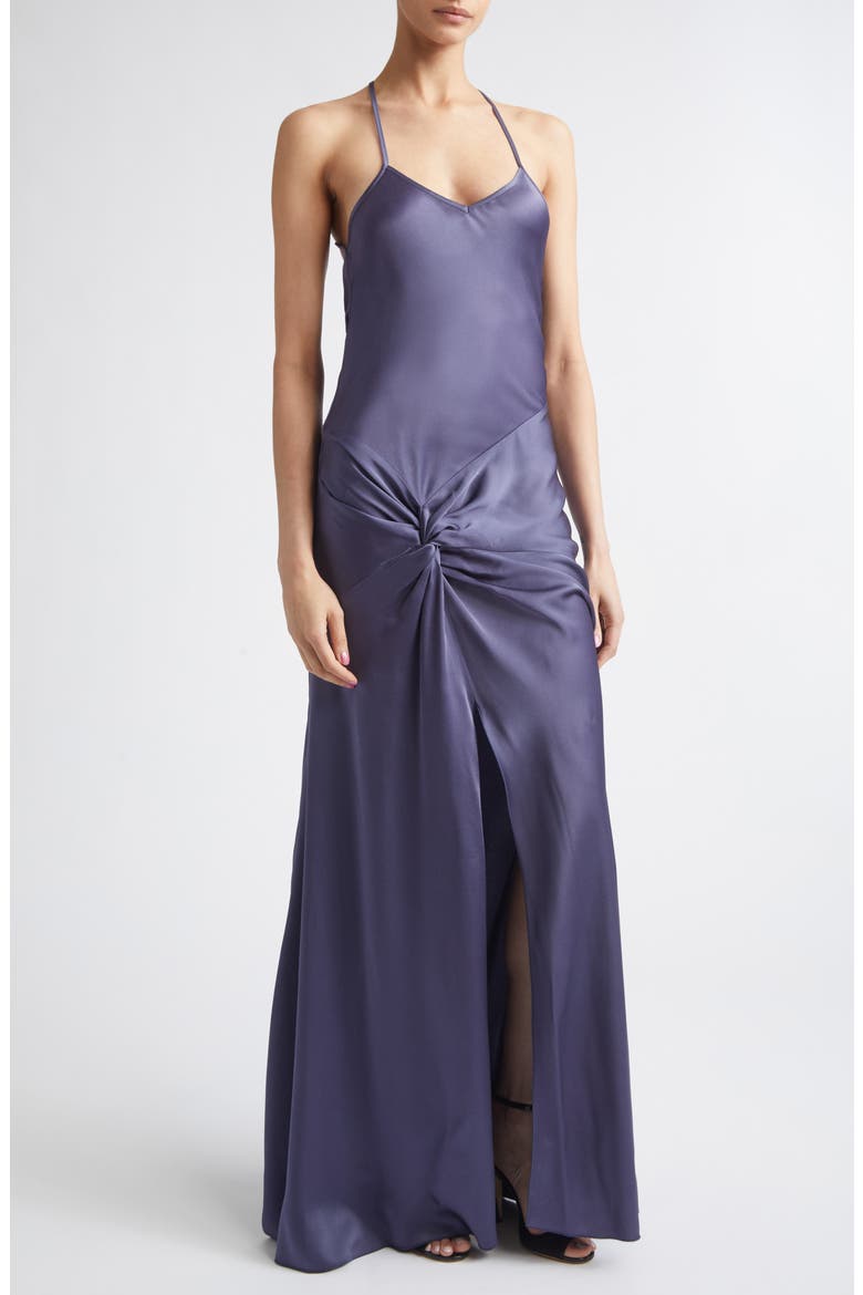 Draped Satin Camisole Gown, Alternate, color, ECLIPSE