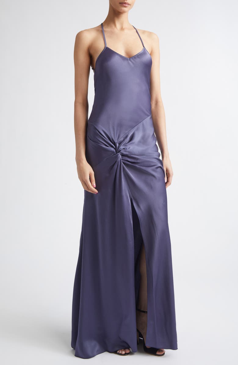 Victoria Beckham Draped Satin Camisole Gown, Alternate, color, Eclipse