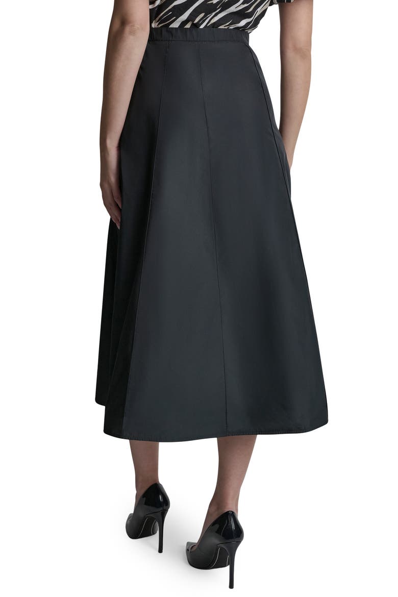 Taffeta Seamed Zip Pocket Midi Skirt, Alternate, color, BLACK