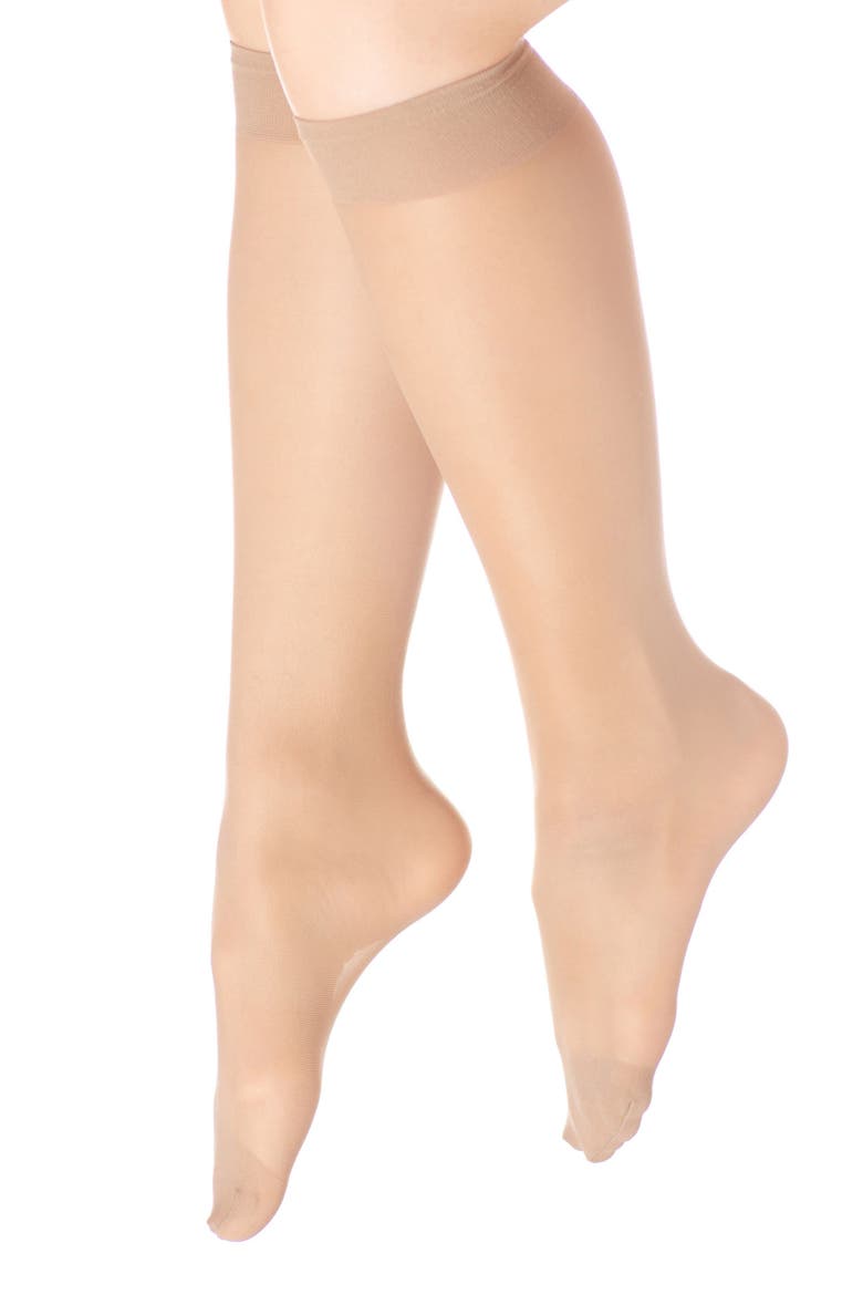 Colored Fashion Sheer Knee High Stockings for Women 2-Pair Pack, Main, color, NATURAL