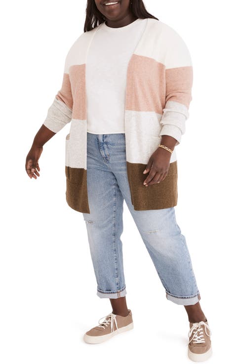 Kent Colorblock Stripe Cardigan Sweater (Plus)