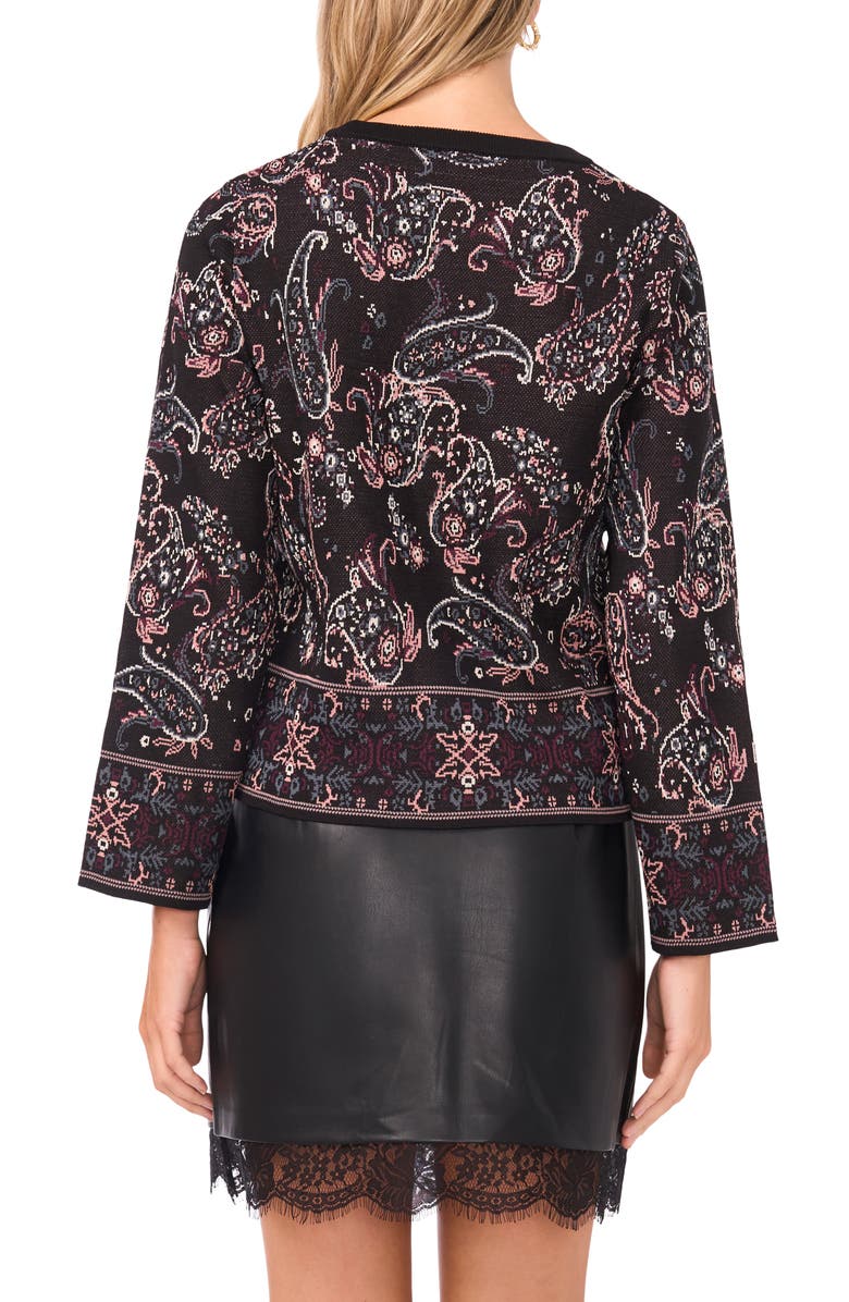 Vince Camuto Festival Paisley Jacquard Crewneck Sweater, Alternate, color, Rich Black