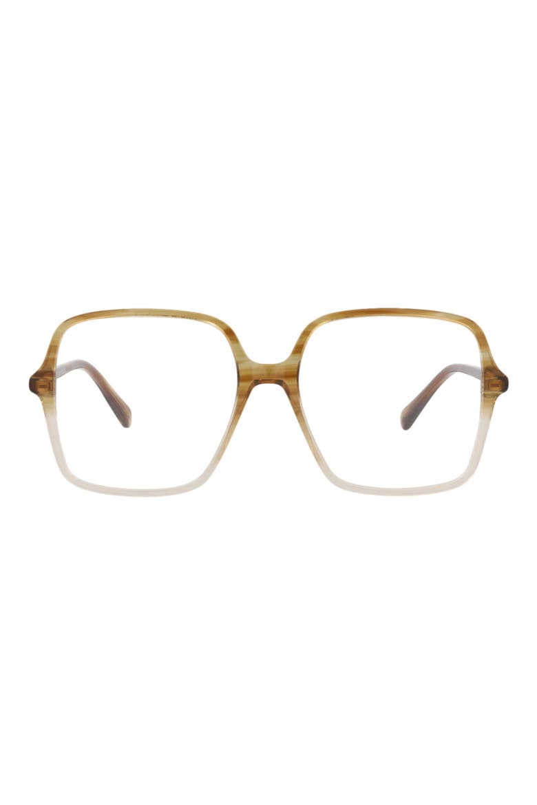 53mm Square Clear Lens Optical Glasses, Main, color, BROWN BROWN TRANSPARENT