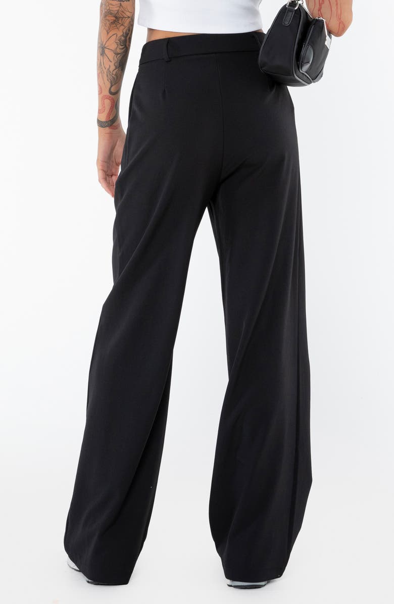 Princess Polly Archer Pleated High Waist Straight Leg Pants, Alternate, color, Black